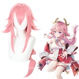 85cm Long Pink Genshin Impact Anime Yaemiko Wig Cosplay Synthetic Hair Wigs CS-466C