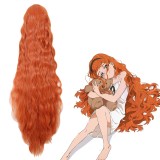 120cm Long Wave Orange Red Wonder Egg Priority Anime Frill Wig Cosplay Synthetic Hair Wigs CS-489A