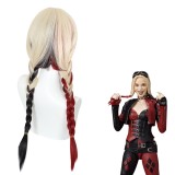 65cm Long Color Mixed Suicide Squad 2 Harleen Quinzel Wig Synthetic Anime Cosplay Wigs With Two Braids CS-488A