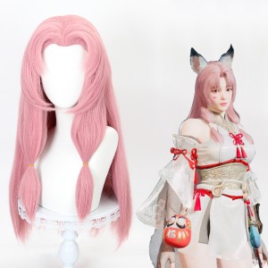 80cm Long Pink Naraka: Bladepoint Anime Tsuchimikado Kurumi Wig Synthetic Hair Wigs CS-492C