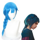 50cm Long Blue League of Legends Arcane LOL Young Jinx Wig Synthetic Anime Cosplay Hair Wigs CS-493A