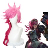 60cm Long Curly Rose Mixed League of Legends Arcane LOL Vi Wig Synthetic Anime Cosplay Hair Wigs CS-493B