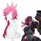 60cm Long Curly Rose Mixed League of Legends Arcane LOL Vi Wig Synthetic Anime Cosplay Hair Wigs CS-493B