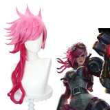 60cm Long Curly Rose Mixed League of Legends Arcane LOL Vi Wig Synthetic Anime Cosplay Hair Wigs CS-493B