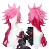 60cm Long Curly Rose Mixed League of Legends Arcane LOL Vi Wig Synthetic Anime Cosplay Hair Wigs CS-493B