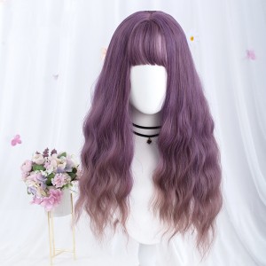 60cm Long Body Wave Taro Mixed Synthetic Anime Heat Resistant Hair Wig Cosplay Lolita Wig For Girls LT033