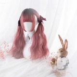 55cm Long Straight And Curly Black&Red Mixed Wig Synthetic Anime Cosplay Hair Lolita Wigs For Girls CS-821