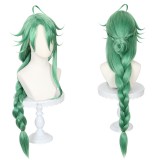 100cm Long Green Genshin Impact Anime Wig Baizhu Hair Synthetic Cosplay Party Wigs With One Braid CS-466O