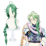 100cm Long Green Genshin Impact Anime Wig Baizhu Hair Synthetic Cosplay Party Wigs With One Braid CS-466O