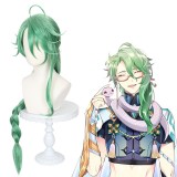 100cm Long Green Genshin Impact Anime Wig Baizhu Hair Synthetic Cosplay Party Wigs With One Braid CS-466O