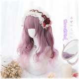 50cm Long Curly Taro Pink Mixed Synthetic Anime Heat Resistant Hair Wig Cosplay Lolita Wig For Girls CS-822B