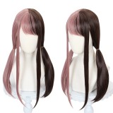 55cm Long Straight Fashion Taro&Dark Brown Hair Wig Synthetic Anime Cosplay Lolita Wigs For Girls CS-503A