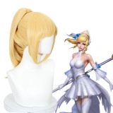 45cm Medium Long Curly LOL League of Legends Game Lux Wig Cosplay Synthetic Anime Hair Wig With One Ponytail CS-500A