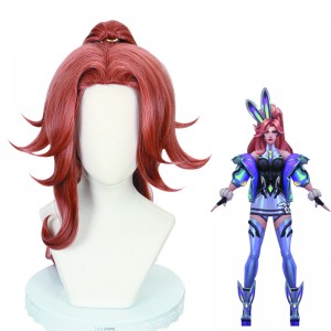 70cm Long Curly Red Brown LOL League of Legends Game Miss Fortune Wig Cosplay Synthetic Anime Hair Wig With One Ponytail CS-500B