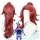 70cm Long Curly Red Brown LOL League of Legends Game Miss Fortune Wig Cosplay Synthetic Anime Hair Wig With One Ponytail CS-500B