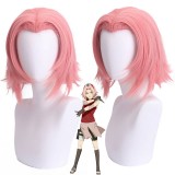 30cm Short Straight Pink Naruto Haruno Sakura Wig Cosplay Synthetic Anime Heat Resistant Hair Wigs CS-252B