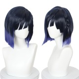 35cm Short Straight Blue Mixed Genshin Impact Yelan Wig Synthetic Anime Cosplay Hair Wig CS-466Q