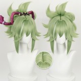 35cm Short Straight Light Green Genshin Impact Kuki Shinobu Wig Cosplay Synthetic Anime Hair Wig With One Ponytail CS-466R