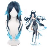 90cm Long Blue Mixed Genshin Impact Anime Bonanus Hydro Yaksha Wig Cosplay Synthetic Heat Resistant Hair Wig CS-466U
