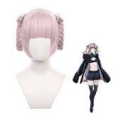 30cm Short Light Pink Call Of The Night Anime Nanakusa Nazuna Wig Cosplay Synthetic Hair With Two Braids CS-509A