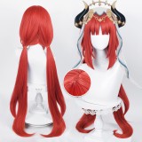 80cm Long Straight Red Genshin Impact Anime Sumeru Nilou Wig Cosplay Synthetic Halloween Party Hair Wig CS-466Z