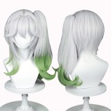 50cm Long Curly Silver&Green Genshin Impact Lesser Lord Kusanali Nahida Wig Cosplay Synthetic Anime Hair Wig With One Ponytail CS-555E