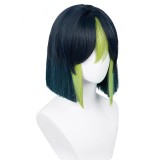 35cm Short Straight Dark Blue&Green Genshin Impact Tighnari Wig Cosplay Synthetic Anime Heat Resistant Hair Wig CS-555B