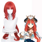 80cm Long Straight Red Genshin Impact Anime Sumeru Nilou Wig Cosplay Synthetic Halloween Party Hair Wig CS-466Z