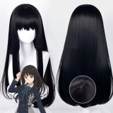 70cm Long Black Lycoris Recoil Anime Inoue Takina Wig Cosplay Synthetic Halloween Heat Resistant Hair Wig CS-510