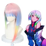 45cm Medium Long Straight Color Mixed Cyberpunk: Edgerunners Lucy Wig Cosplay Synthetic Anime Heat Resistant Hair Wig CS-513A