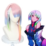 45cm Medium Long Straight Color Mixed Cyberpunk: Edgerunners Lucy Wig Cosplay Synthetic Anime Heat Resistant Hair Wig CS-513A