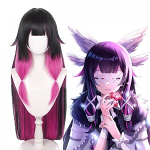 110cm Long Straight Black&Rose Mixed Genshin Impact Columbina Wig Synthetic Anime Cosplay Wigs CS-555F