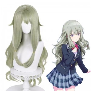 80cm Long Curly Light Green Mixed Project Sekai Game Kusanagi Nene Wig Cosplay Synthetic Anime Heat Resistant Hair Wig CS-512D