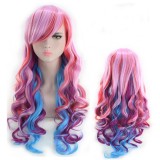 65cm Long Wave Amzaon Fashion Multi Colors Mixed Lolita Wig Synthetic Anime Cosplay Heat Resistant Halloween Party Wig CS-843A