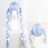 80cm Long Blue White Mixed Virtual YouTuber Usada Pekora Wig Cosplay Synthetic Anime Wig With Two Braids CS-519A