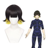 35cm Short Black&Yellow Blue Lock Bachira Meguru Wig Synthetic Anime Cosplay Costume Wigs CS-516B