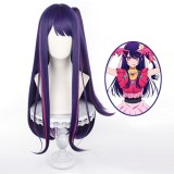 80cm Long Straight Purple Pink Mixed Oshi no Ko Anime Ai Hoshino Wig Synthetic Cosplay Costume Wig With One Ponytail CS-525