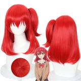 45cm Medium Long Red Bocchi The Rock Anime Kita Ikuyo Wig Cosplay Synthetic Anime Hair Wig With One Ponytail CS-517C