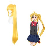 100cm Long Straight Golden Bocchi The Rock Anime Ijichi Nijika Wig Cosplay Synthetic Hair Wig With One Ponytail CS-517E