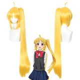 100cm Long Straight Golden Bocchi The Rock Anime Ijichi Nijika Wig Cosplay Synthetic Hair Wig With One Ponytail CS-517E