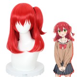 45cm Medium Long Red Bocchi The Rock Anime Kita Ikuyo Wig Cosplay Synthetic Anime Hair Wig With One Ponytail CS-517C