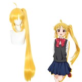 100cm Long Straight Golden Bocchi The Rock Anime Ijichi Nijika Wig Cosplay Synthetic Hair Wig With One Ponytail CS-517E