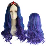 60cm Long Fashion Curly Black&Blue Descendants 3 Mal Wig Synthetic Anime Cosplay Halloween Lolita Hair Wig CS-848A