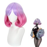 35cm Short Curly Violet&Pink Mixed Astrum Design Anime Luna Bobo Wig Synthetic Cosplay Hair Wigs CS-522A