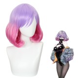 35cm Short Curly Violet&Pink Mixed Astrum Design Anime Luna Bobo Wig Synthetic Cosplay Hair Wigs CS-522A