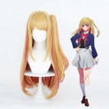 75cm Long Blonde&Pink Mixed Oshi no Ko Hoshino Rubii Wig Synthetic Anime Cosplay Costume Wig With One Ponytail CS-525C