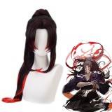 80cm Long Black&Red Demon Slayer Kokushibo Wig Cosplay Synthetic Anime Costume Wig With One Ponytail CS-471X