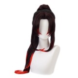 80cm Long Black&Red Demon Slayer Kokushibo Wig Cosplay Synthetic Anime Costume Wig With One Ponytail CS-471X