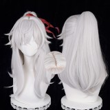 50cm Long Silver Honkai Star Rail Game Jing Yuan Cosplay Wig Synthetic Anime Hair Wig With One Ponytail CS-526E