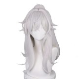 50cm Long Silver Honkai Star Rail Game Jing Yuan Cosplay Wig Synthetic Anime Hair Wig With One Ponytail CS-526E